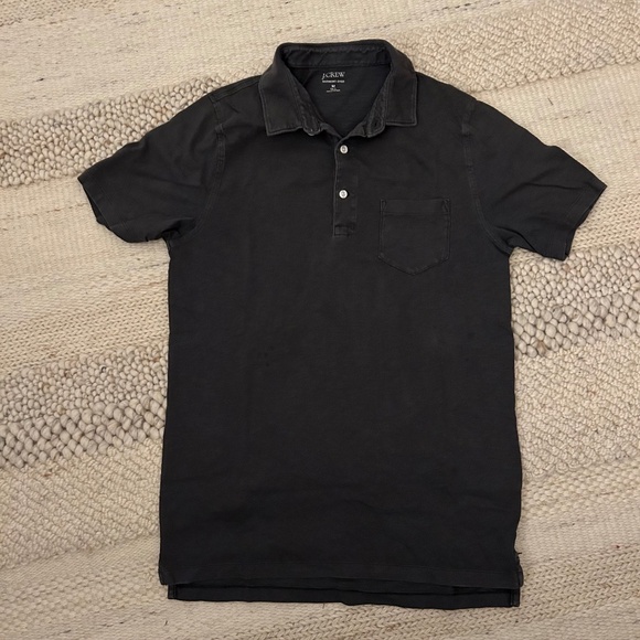 J.Crew Garment-dyed Polo, Slub 100% Cotton, Black, Size Medium Tall - Picture 2 of 3